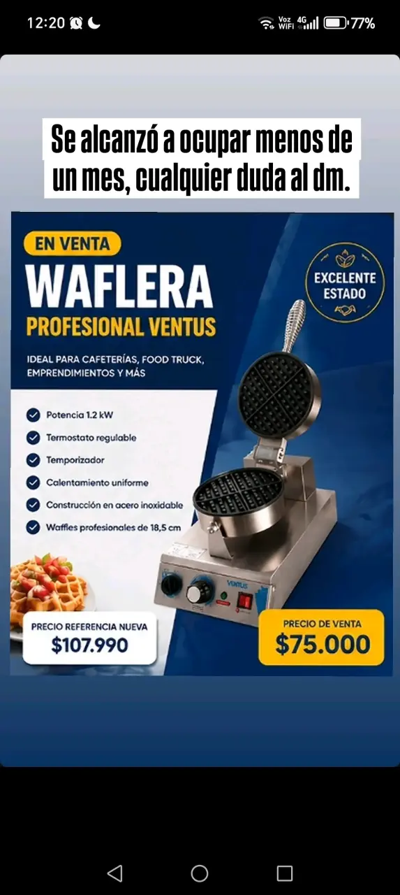 Waflera profesional Ventus en excelente estado