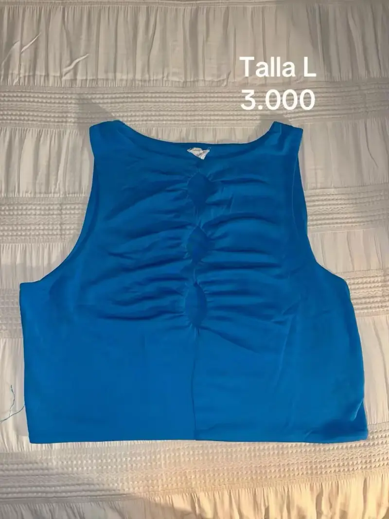 Blusa sin mangas azul talla L