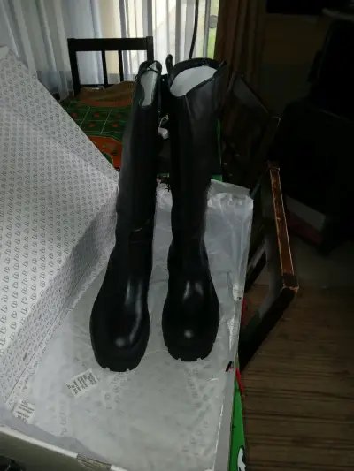 Botas de cuero negro Americanino con plataforma - miniatura 5