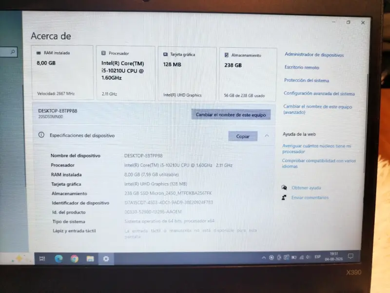 Lenovo ThinkPad X390 I5 10GEN 8 RAM 240 SSD - 2