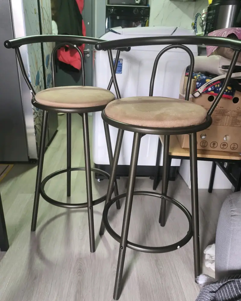 Sillas de bar altas de metal con asiento acolchado - 2