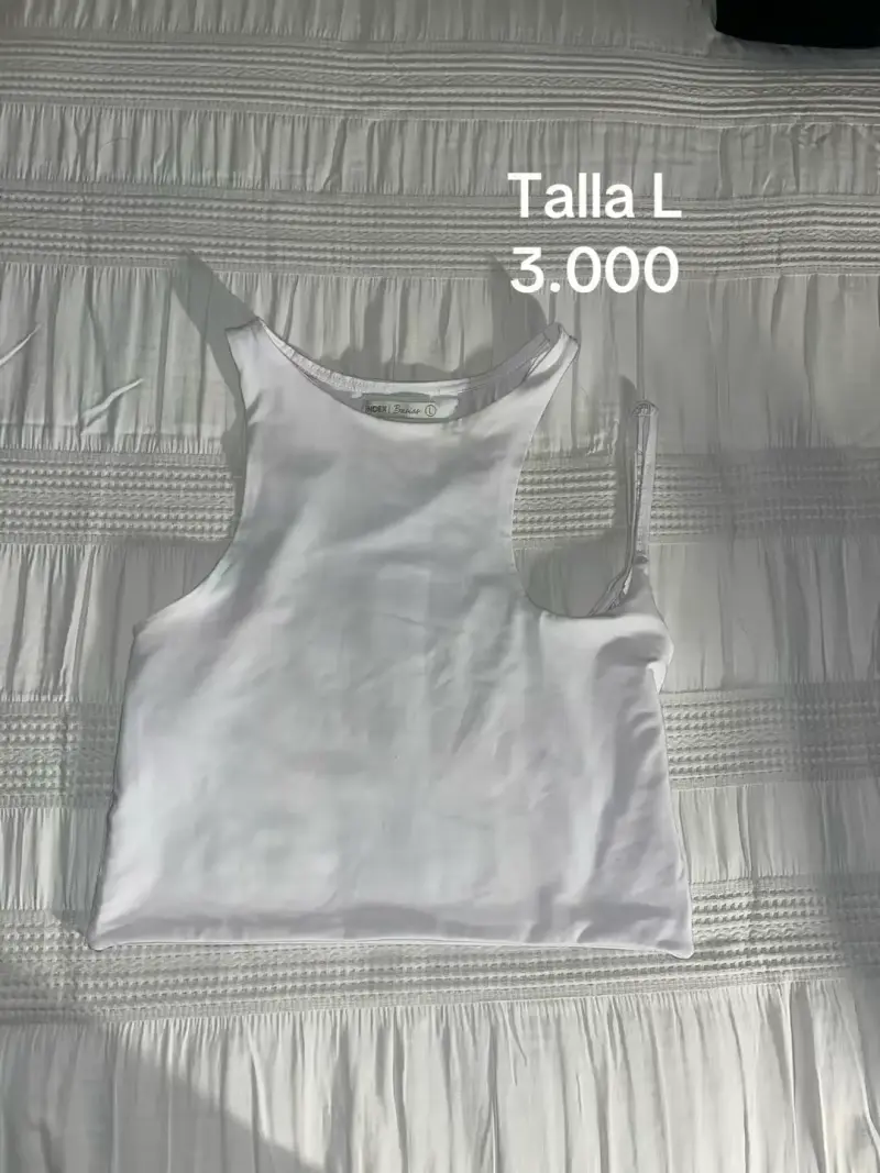 Polera sin mangas blanca talla L