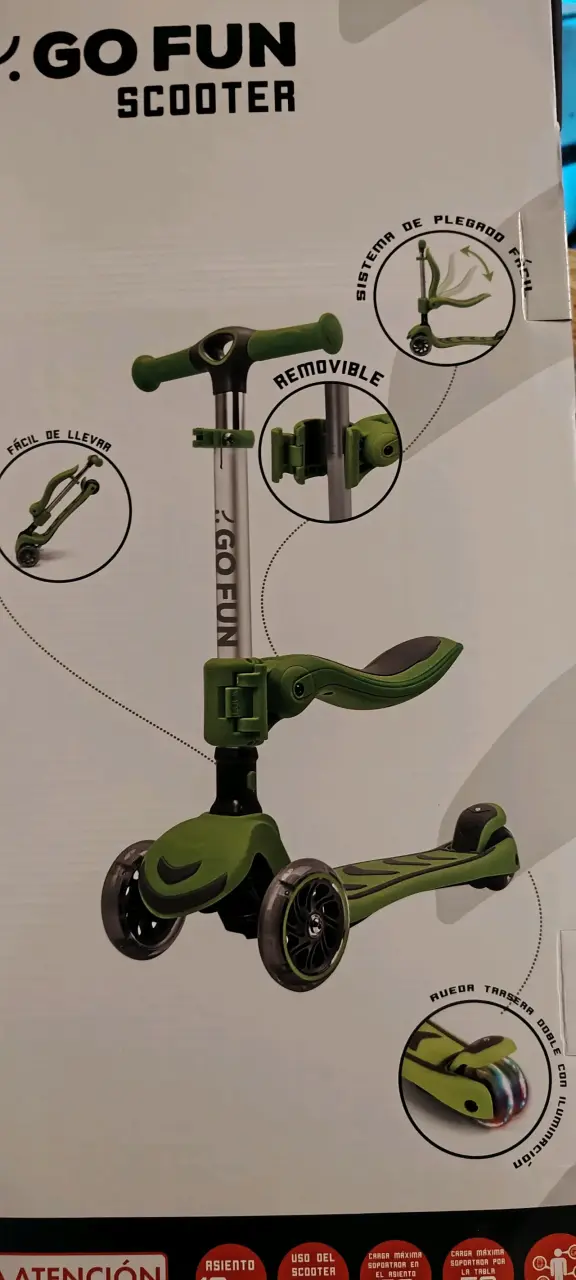 Scooter Go Fun plegable verde con luces - 1