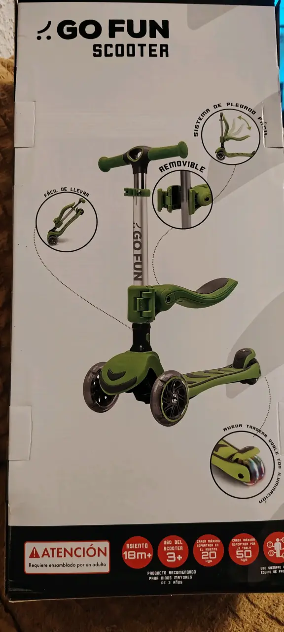 Scooter Go Fun plegable verde con luces - 2
