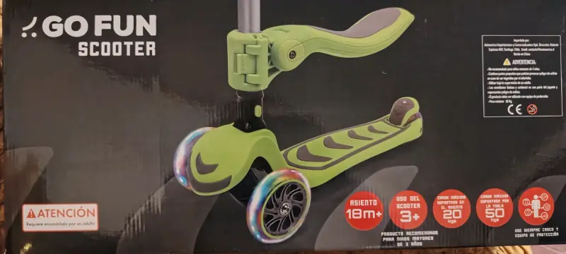 Scooter Go Fun plegable verde con luces - 3