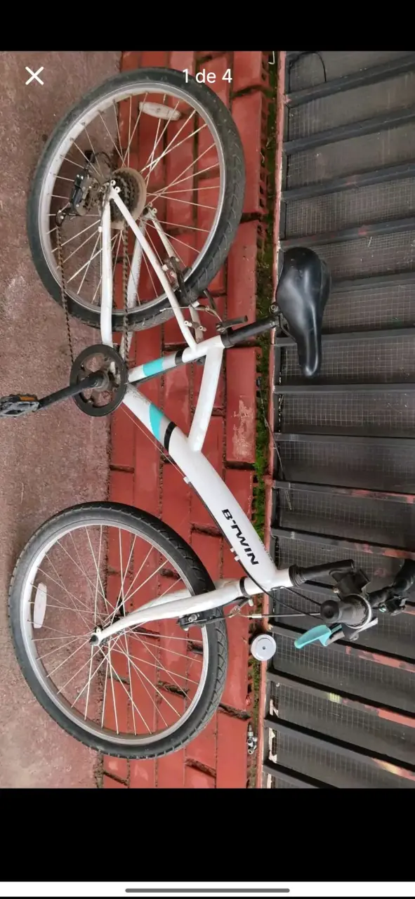 Bicicleta B'Twin Original blanca en buen estado - 4