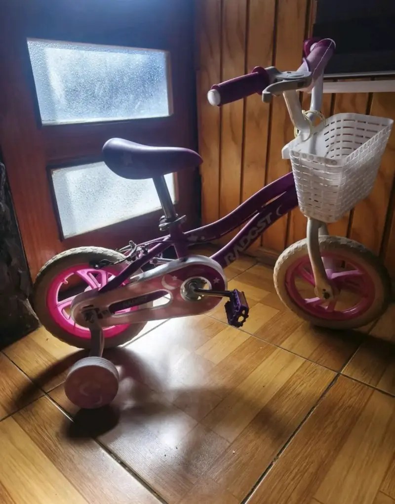 Bicicleta infantil rosa con ruedas de apoyo - 2