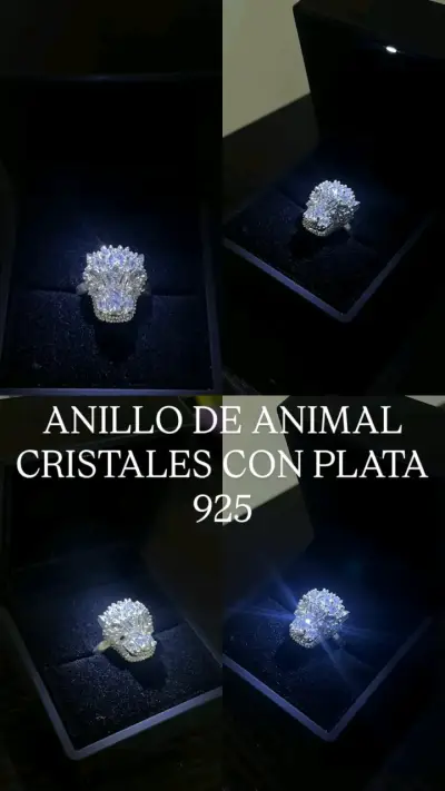 Anillo de animal con cristales en plata 925 - miniatura 1