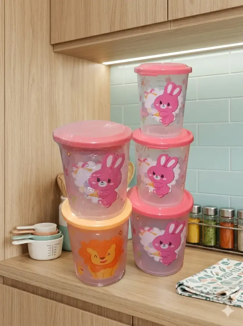 Set de contenedores plásticos con diseño infantil