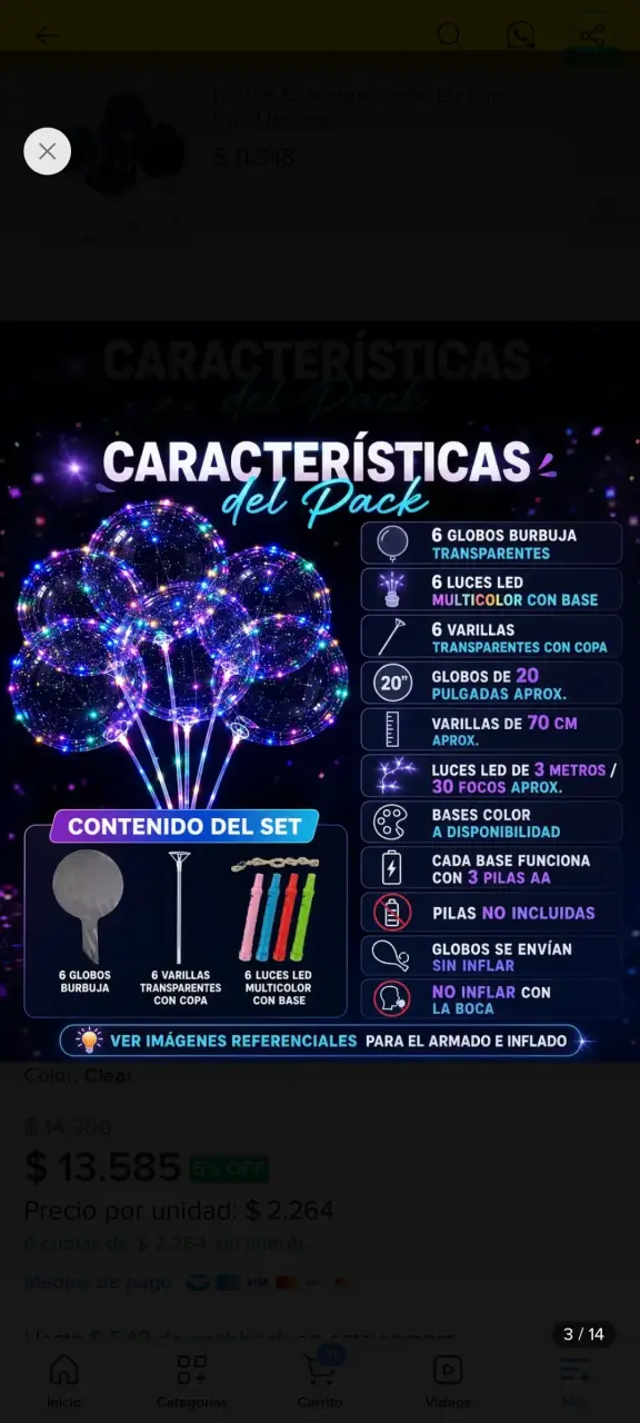 Globos Burbujas con Luces LED Multicolor