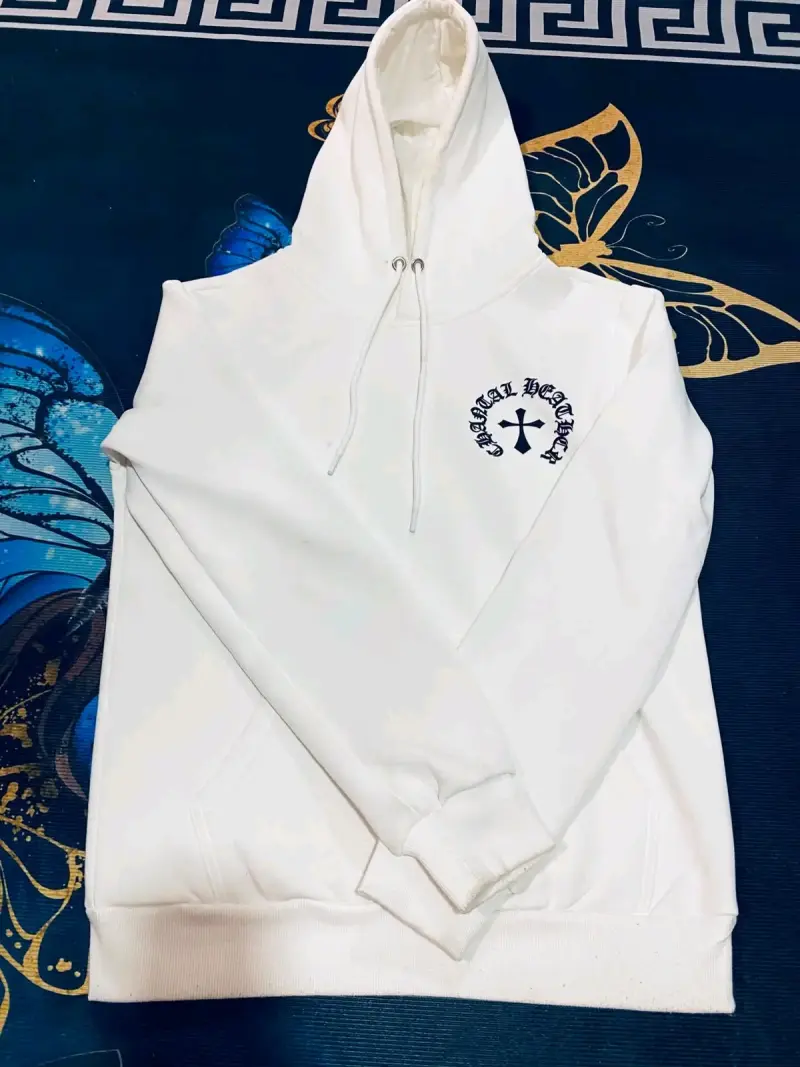 Polerón con capucha blanco diseño gráfico - 1