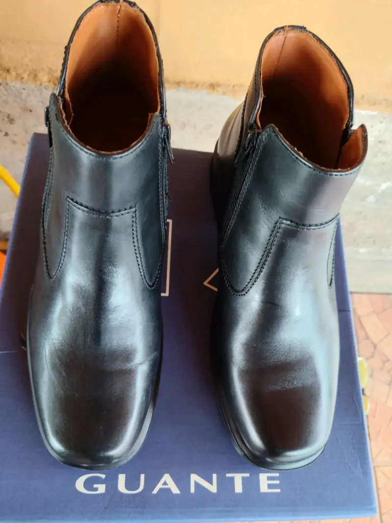 Botines de cuero negro para hombre Guante