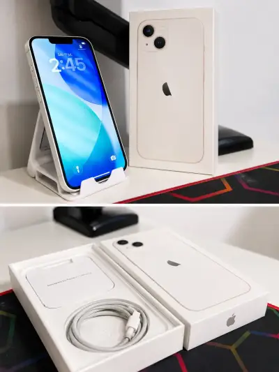 iPhone 13 blanco con caja y accesorios - miniatura 3