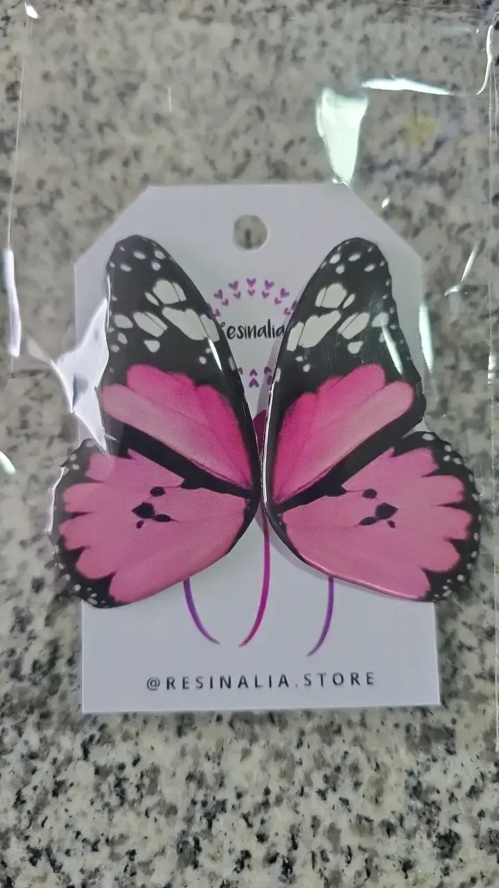 Aros de mariposa rosa Resinalia - 1