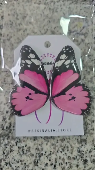 Aros de mariposa rosa Resinalia - miniatura 1