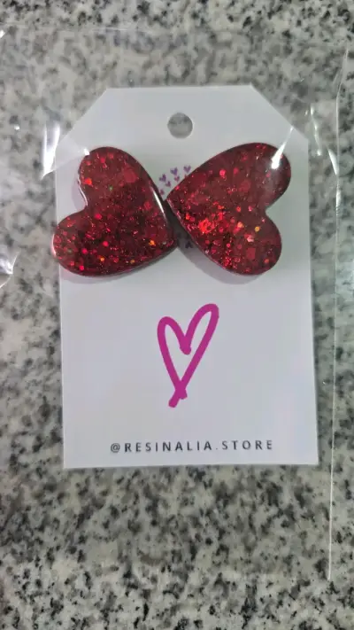 Aros de Corazón Rojos con Brillo - miniatura 1