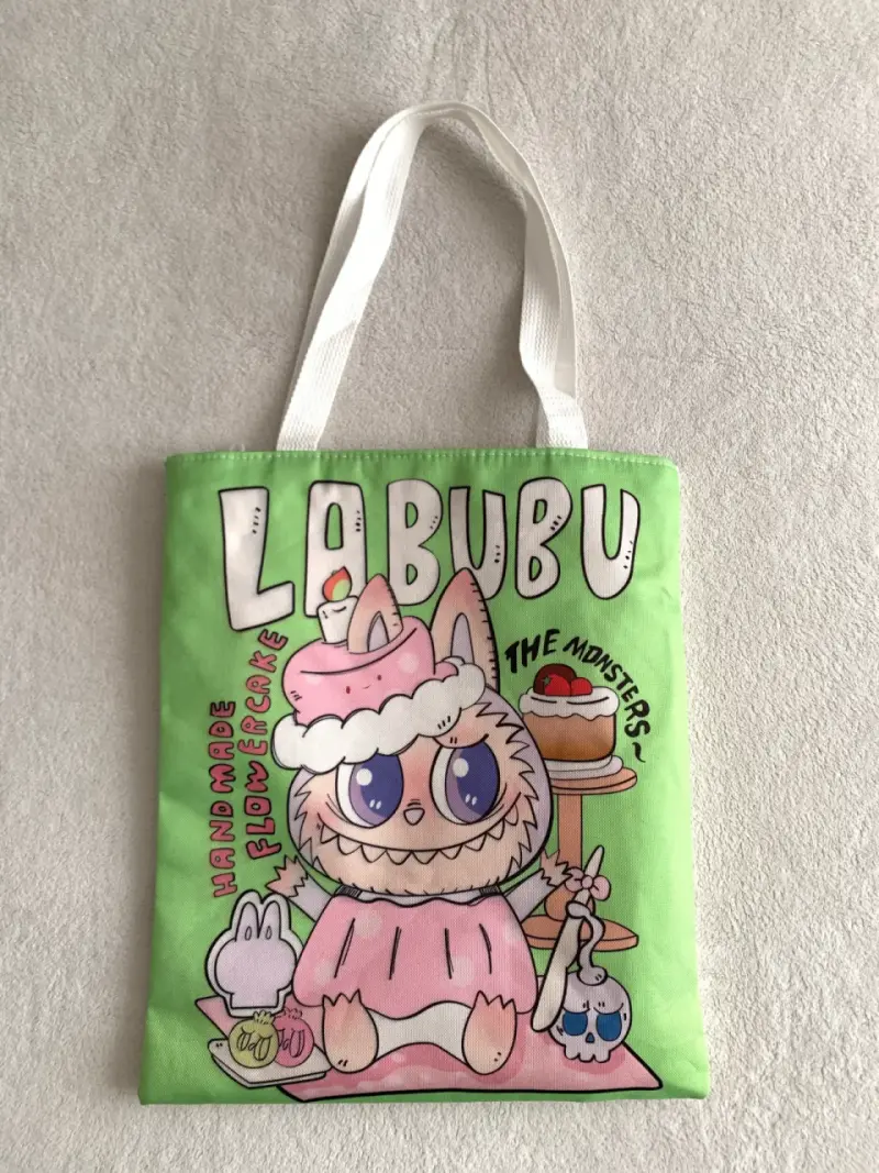 Bolso tote verde Labubu con diseño de monstruo - 1