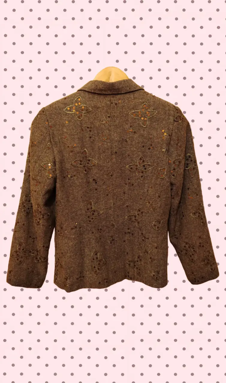 Chaqueta de lana marrón con bordados - 2