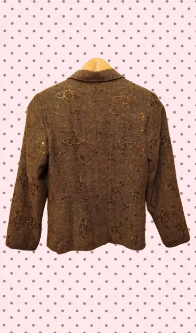 Chaqueta de lana marrón con bordados - miniatura 2