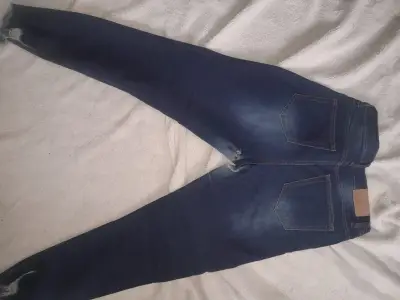 Jeans ajustados azul oscuro para mujer - miniatura 3