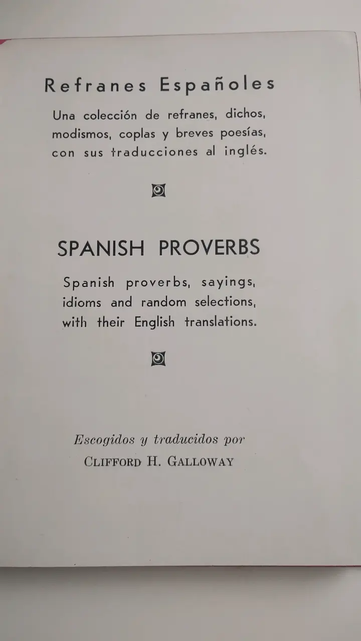 Libro de refranes españoles Clifford H. Galloway - 2