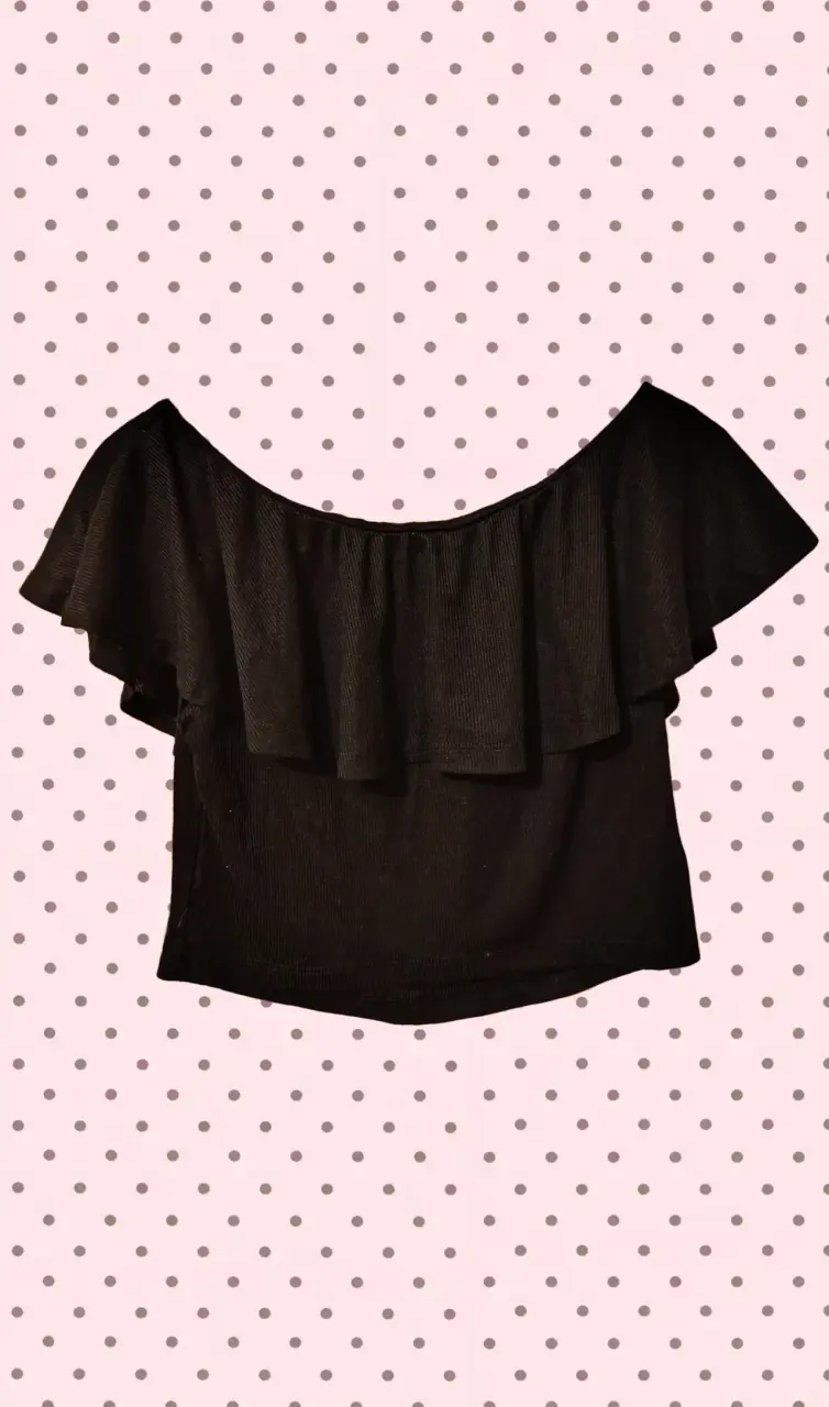 Croptop negra con volantes para mujer - 2