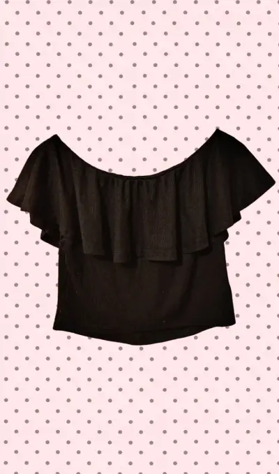 Croptop negra con volantes para mujer - miniatura 2