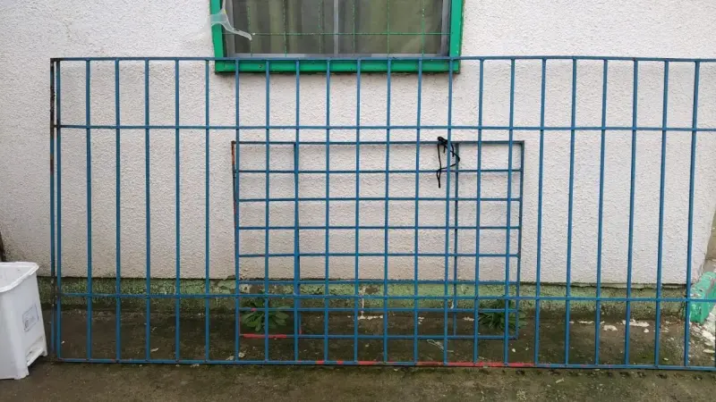 Reja de metal azul para ventana - 1