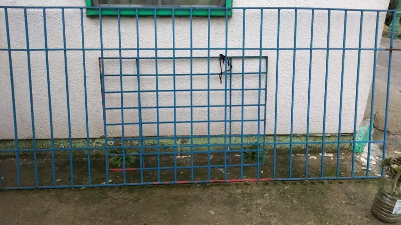 Reja de metal azul para ventana - 2