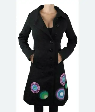 Abrigo negro con diseño circular Desigual - miniatura 3