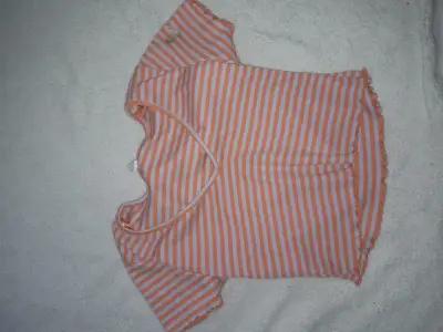 Polera rayada naranja y blanca para mujer - miniatura 1