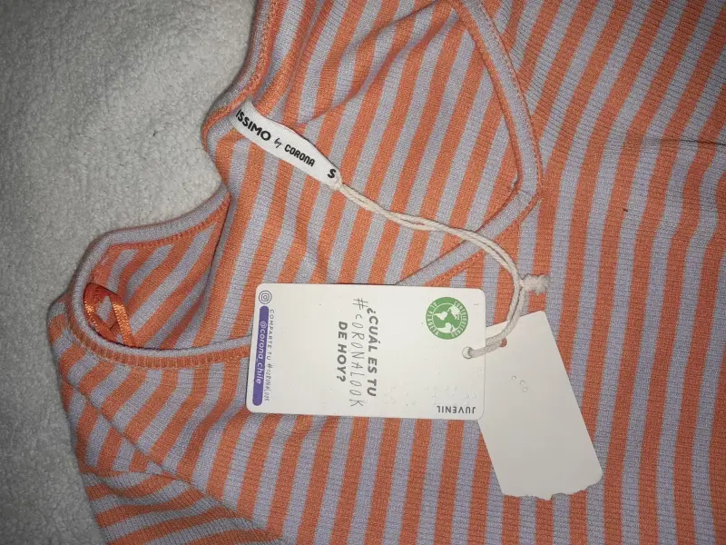 Polera rayada naranja y blanca para mujer - 2