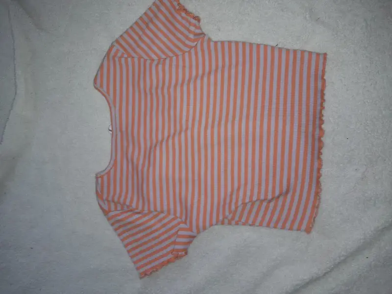 Polera rayada naranja y blanca para mujer - 3