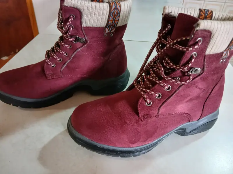 Botas de gamuza burdeos con forro térmico - 3