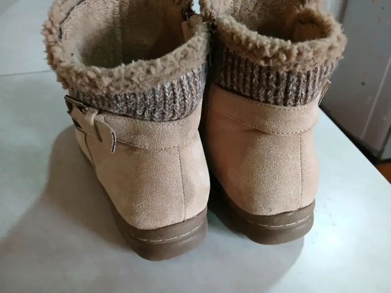 Botines de invierno beige con forro de lana - 4