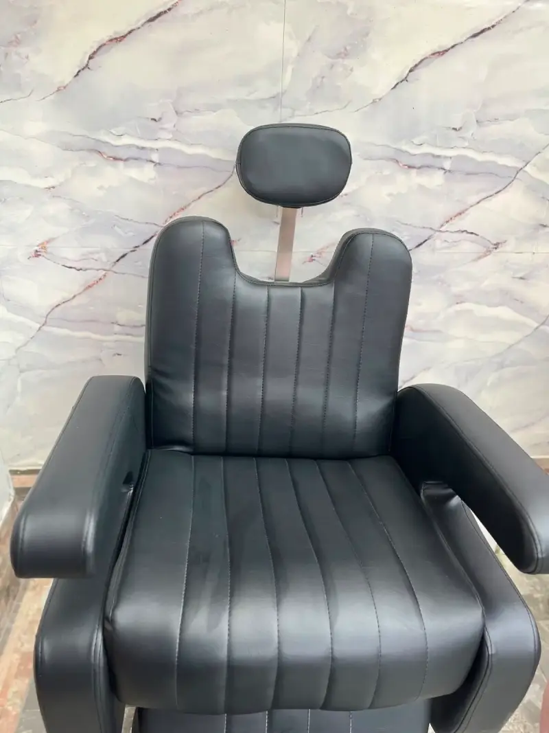 Sillón de Barbero Reclinable Negro con Reposapiés - 3