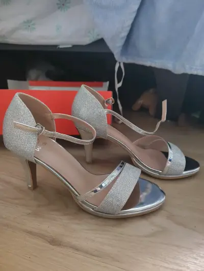 Tacones plateados brillantes Weide para mujer - miniatura 1