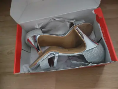Tacones plateados brillantes Weide para mujer - miniatura 2