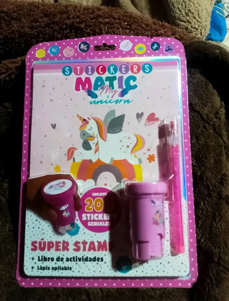 Set de Stickers y Sello Unicornio para Niños