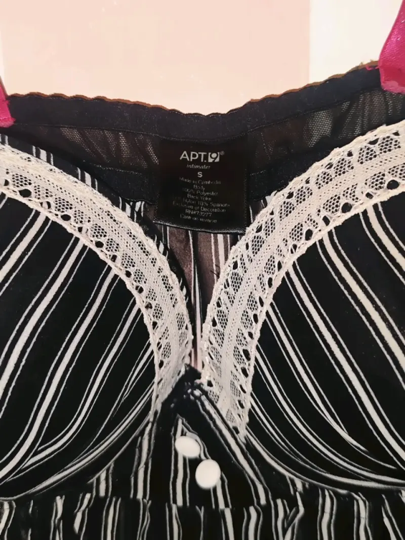 Camisón de rayas negro con encaje Apt. 9 - 2