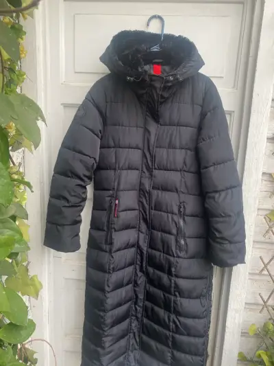 Abrigo largo negro con capucha Canada Weathergear - miniatura 1