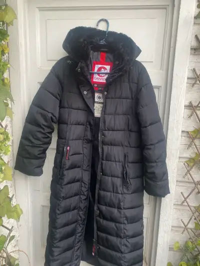Abrigo largo negro con capucha Canada Weathergear - miniatura 2