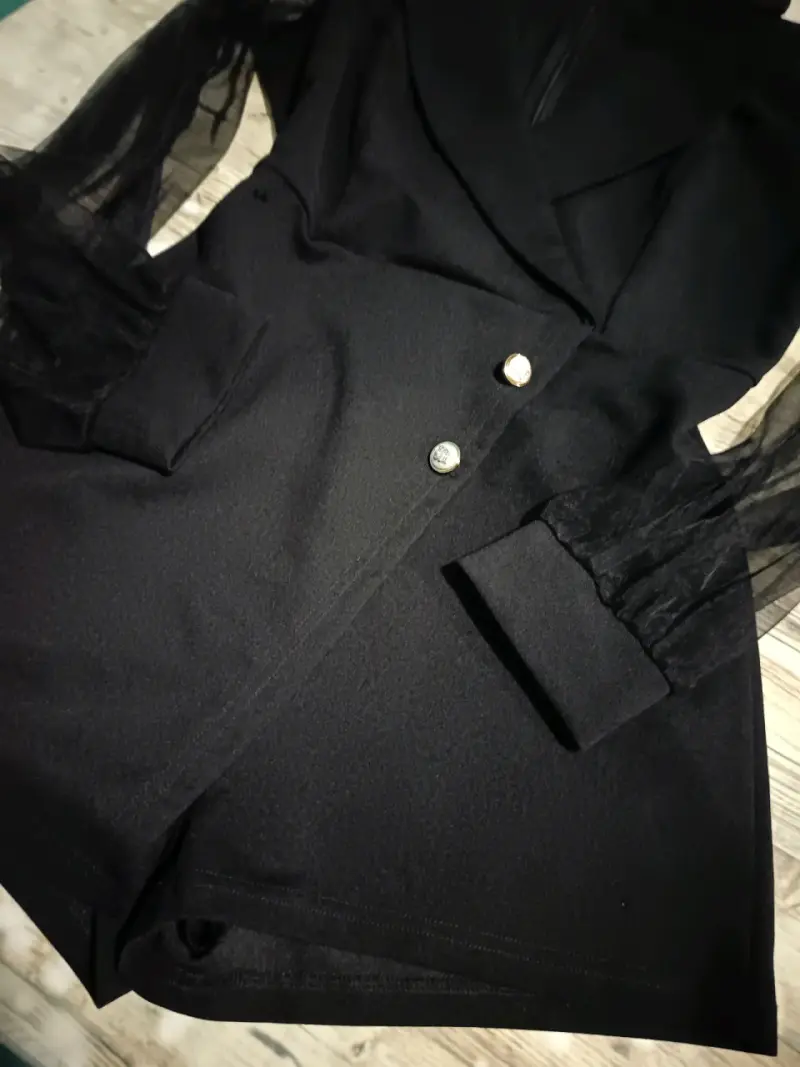 Enterito negro con mangas de tul Talla S/M - 2
