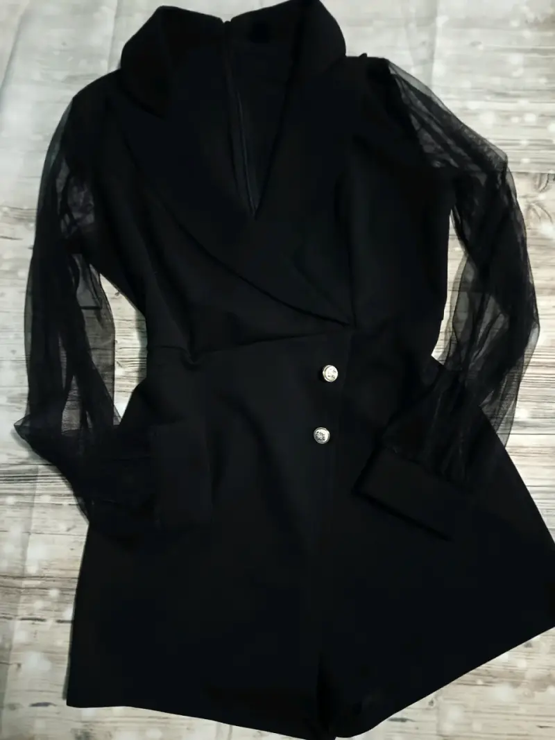Enterito negro con mangas de tul Talla S/M - 4