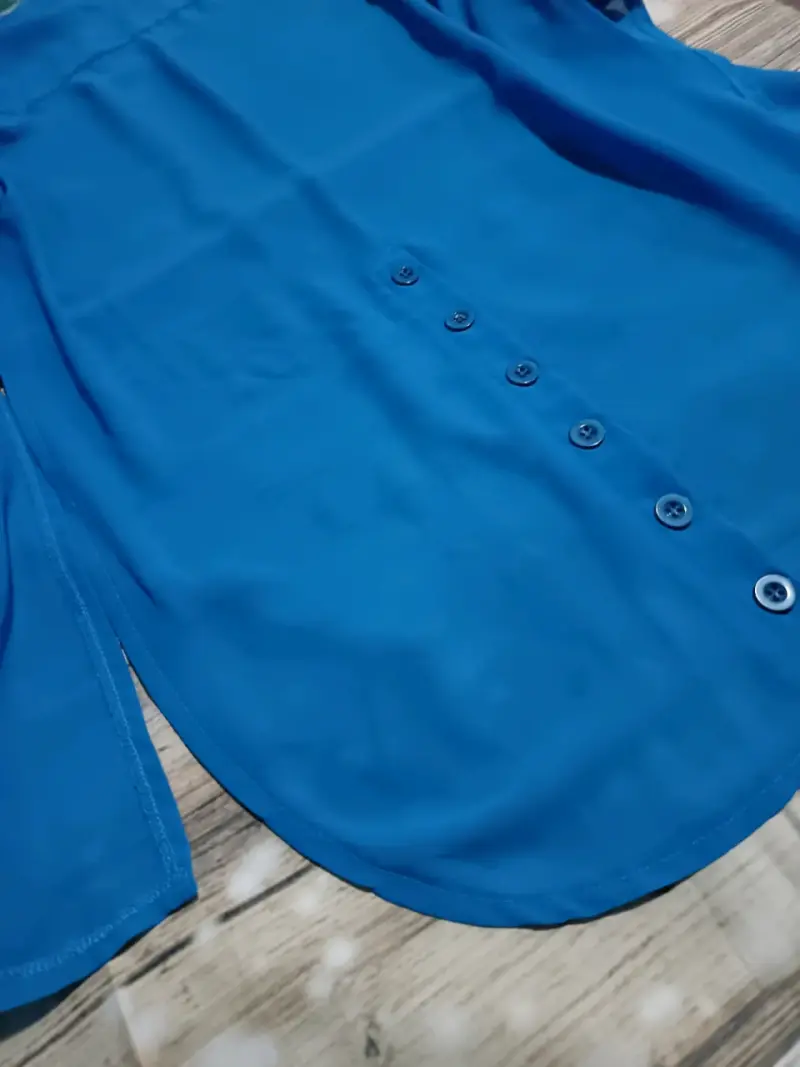 Tapado azul con puños a rayas para mujer - 2