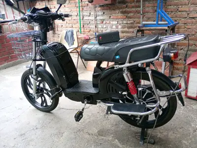 Bicicleta eléctrica con batería recargable y portaequipaje - miniatura 6