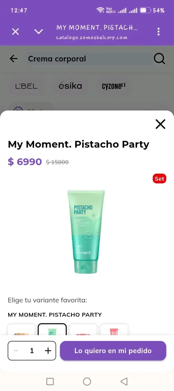 Crema Corporal My Moment Pistacho Party