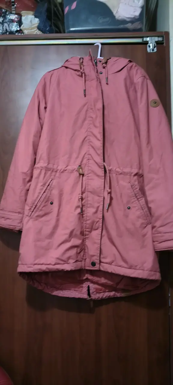 Parka rosa con capucha para mujer - 4