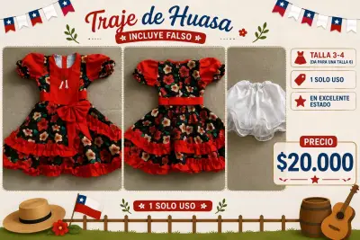 Traje de huasa para niña talla 3-4 - miniatura 1