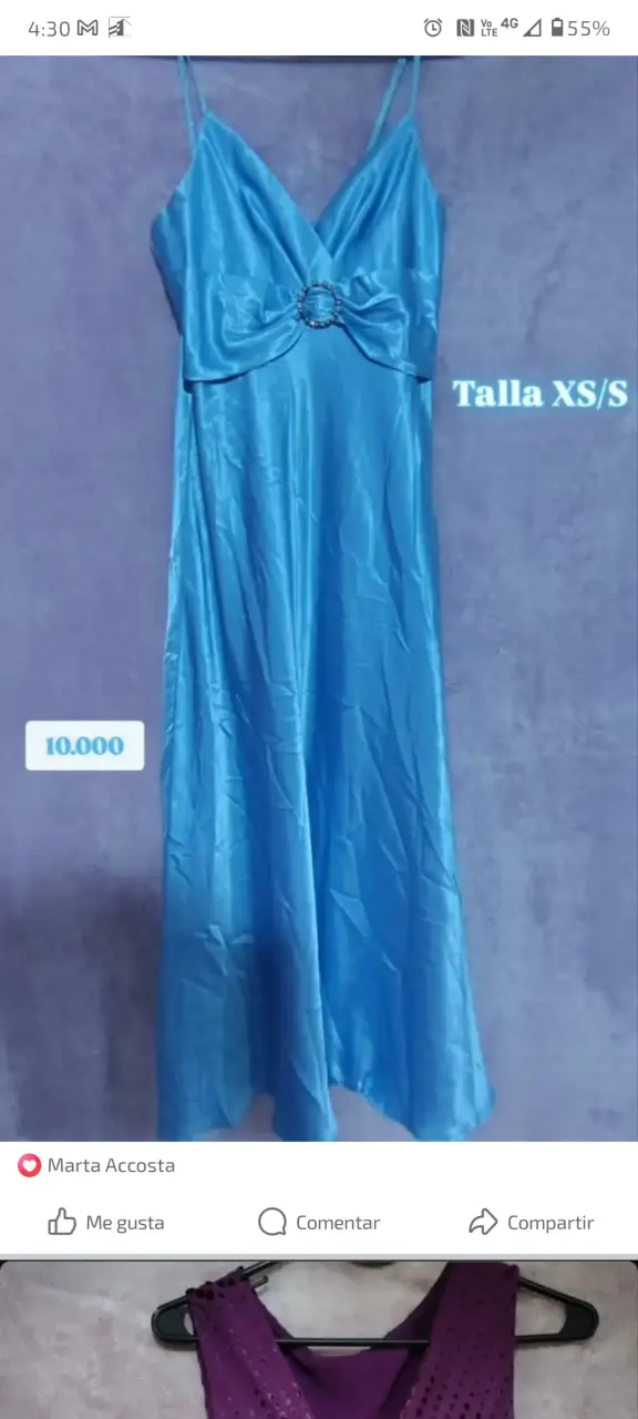 Vestido azul satinado talla XS/S